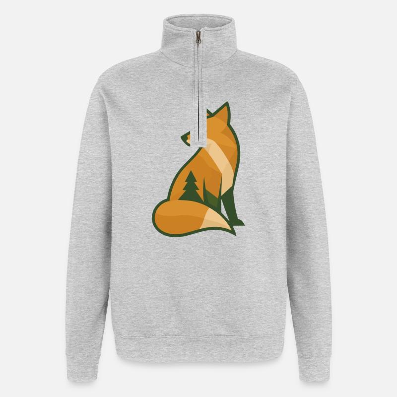 Waldfuchs - Quarter-Zip-Sweatshirt - Grau meliert