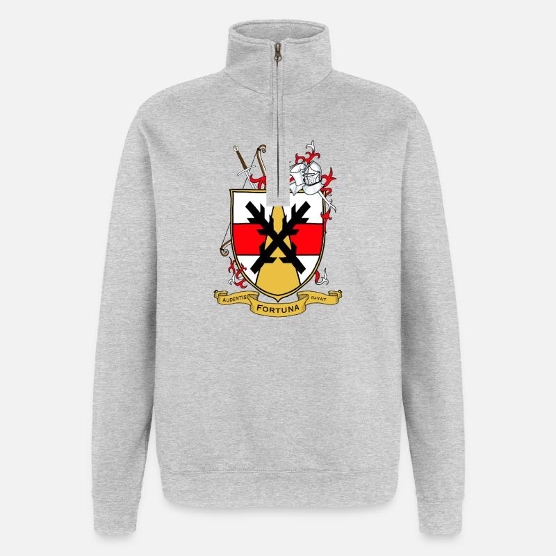 Fortuna Wappen Schild mit Helm - Quarter-Zip-Sweatshirt - Grau meliert