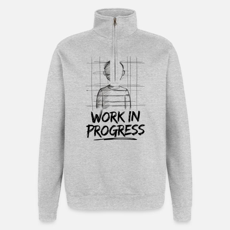 Work in Progress – Unvollendete Kunst - Quarter-Zip-Sweatshirt - Grau meliert