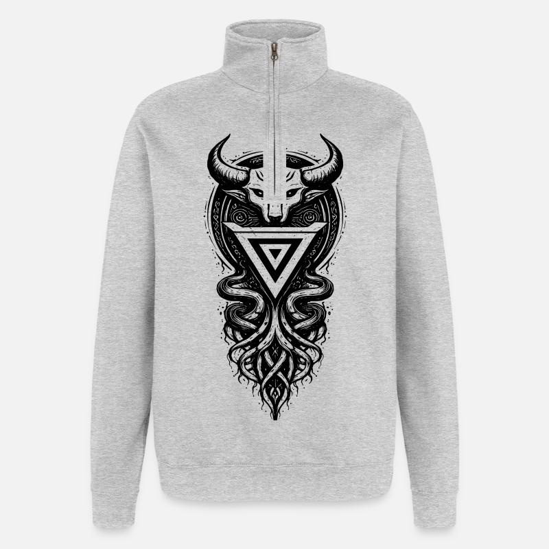 Symbole sacré du dieu slave Veles - Sweat à zip 1/4 - gris chiné