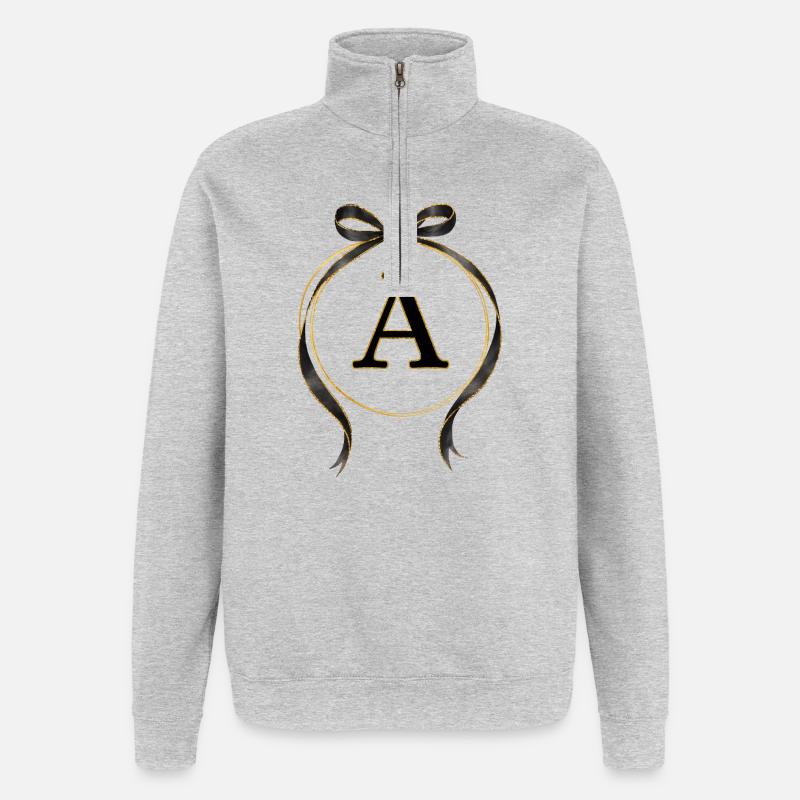 A - Circle Loop Black Gold - Quarter-Zip Sweatshirt - heather grey