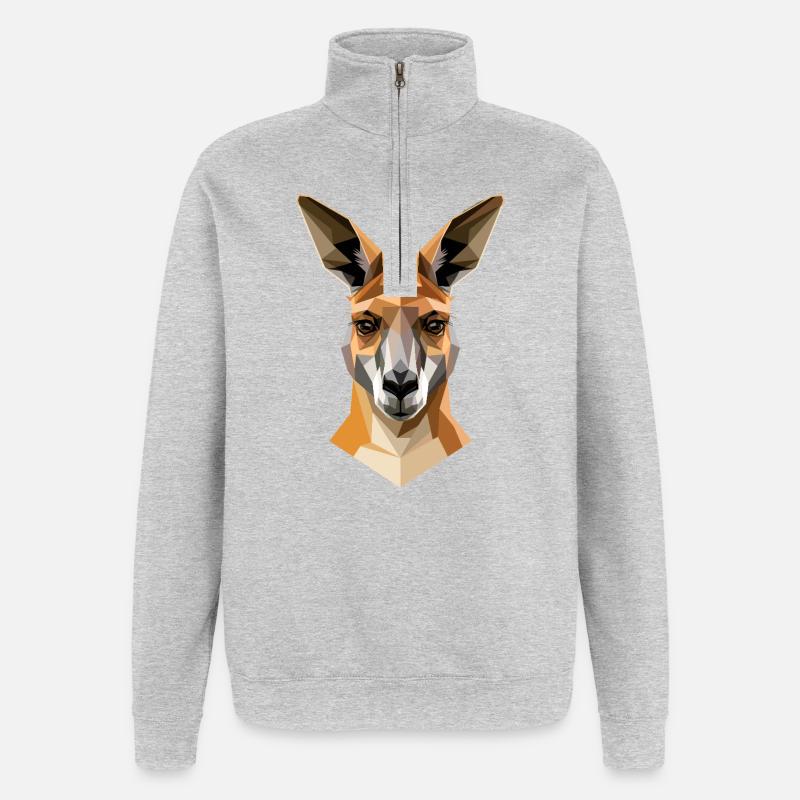 Känguru Australien Outback Wilde Süße Kängurus - Quarter-Zip-Sweatshirt - Grau meliert