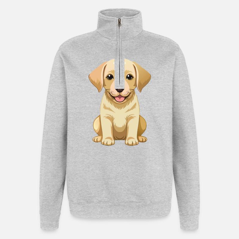 Mignon Labrador Retriever - Sweat à zip 1/4 - gris chiné