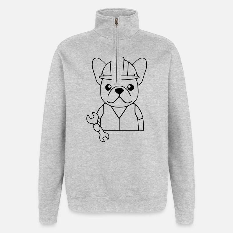 Frenchie Mechaniker Werkzeug - Quarter-Zip-Sweatshirt - Grau meliert