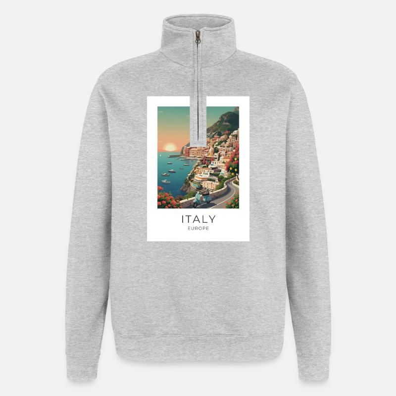 Italia Coastal Magic Motorcycle - Sweat à zip 1/4 - gris chiné