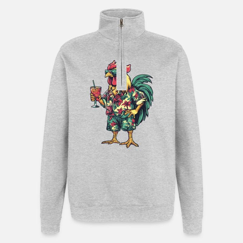Hahn Comic Sommer - Quarter-Zip-Sweatshirt - Grau meliert