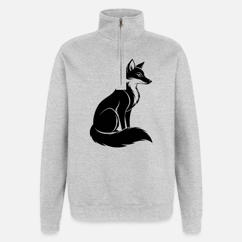 Renard - Sweat à zip 1/4 - gris chiné