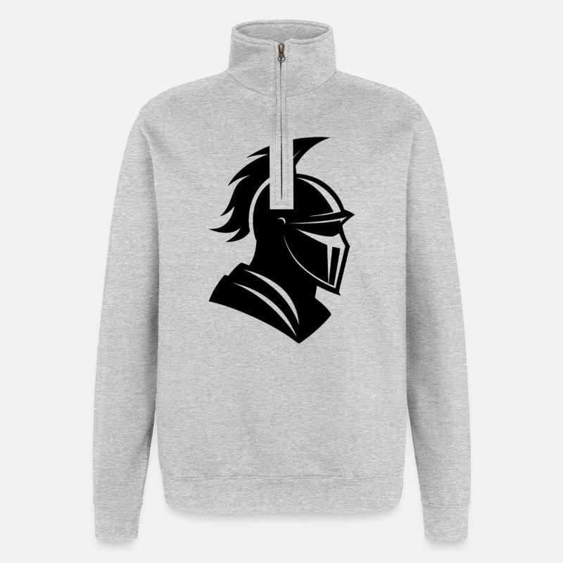 Casque de chevalier - Sweat à zip 1/4 - gris chiné