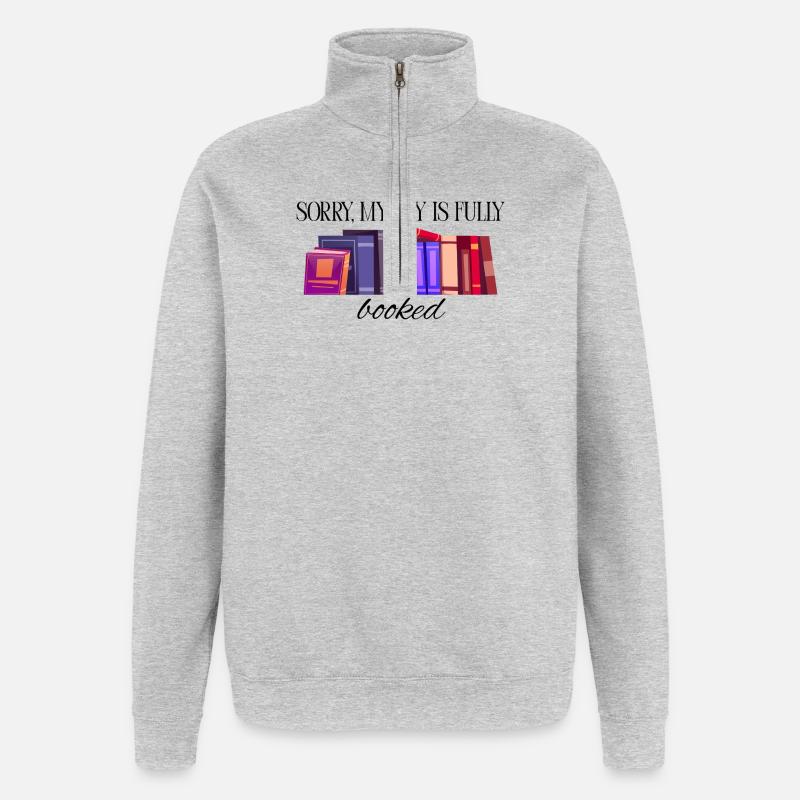 Mon week-end est complet - Sweat à zip 1/4 - gris chiné