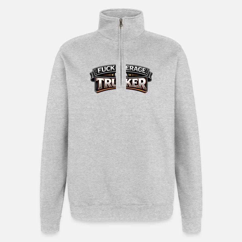 Stolzer Trucker – Leidenschaft auf der Straße - Quarter-Zip-Sweatshirt - Grau meliert