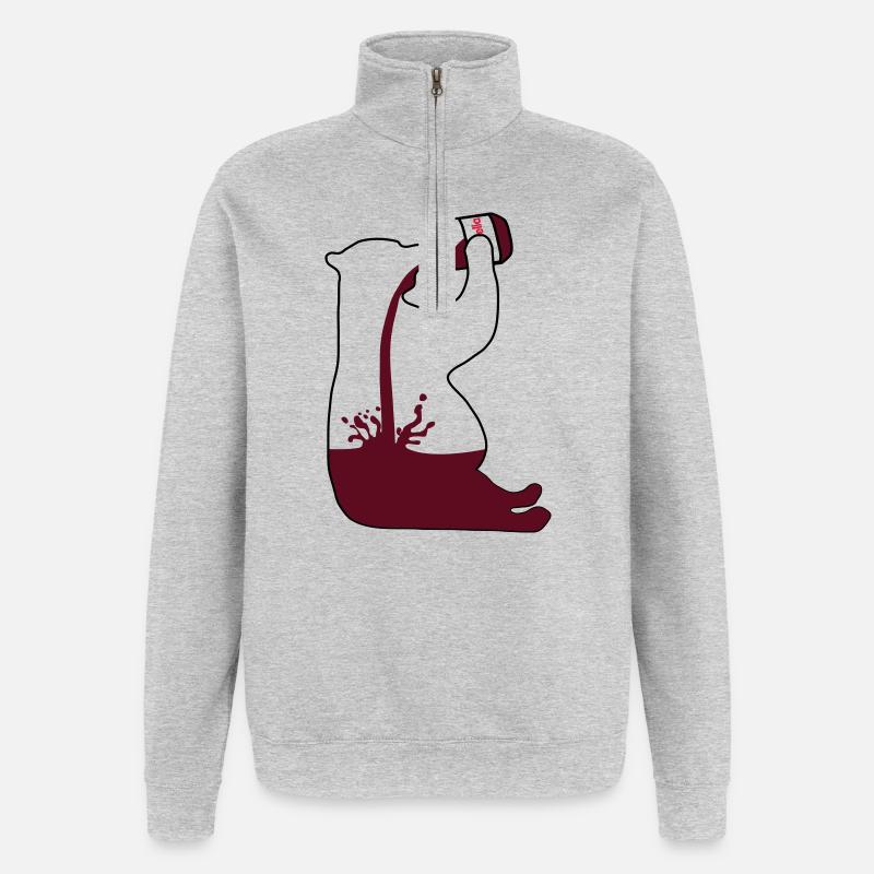 Gewichtheber Bär Schoki - Chocoholic - Quarter-Zip-Sweatshirt - Grau meliert