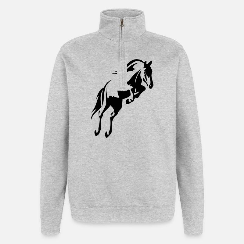 Pferdespringen - Quarter-Zip-Sweatshirt - Grau meliert