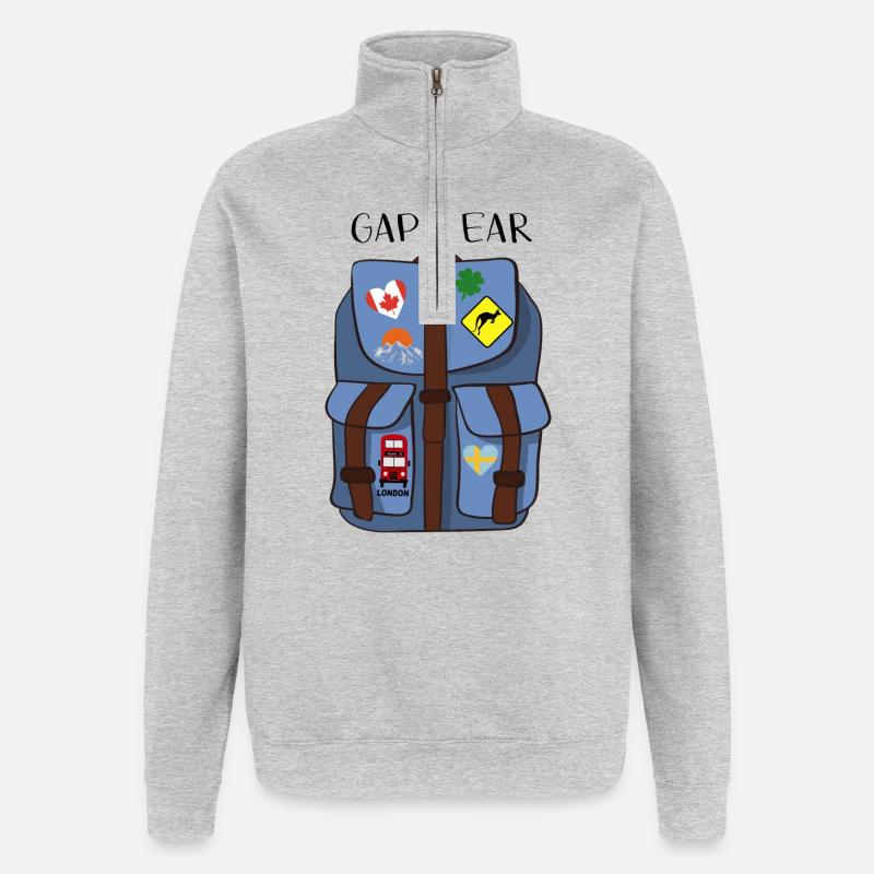 Gap Year - Quarter-Zip-Sweatshirt - Grau meliert
