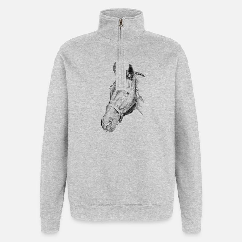 Pferd - Sweat à zip 1/4 - gris chiné