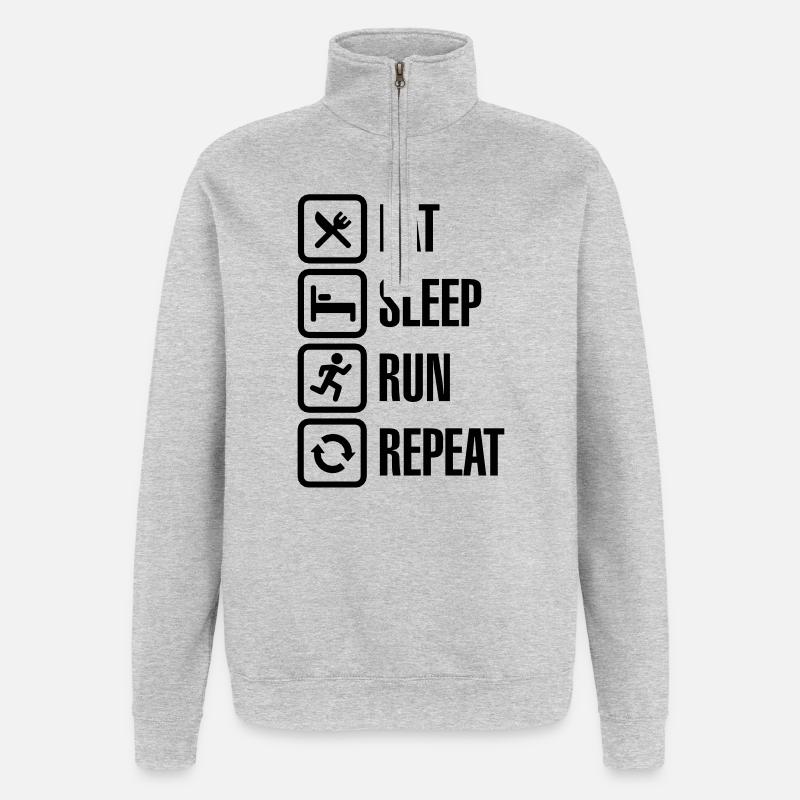 Eat sleep run repeat - Quarter-Zip-Sweatshirt - Grau meliert