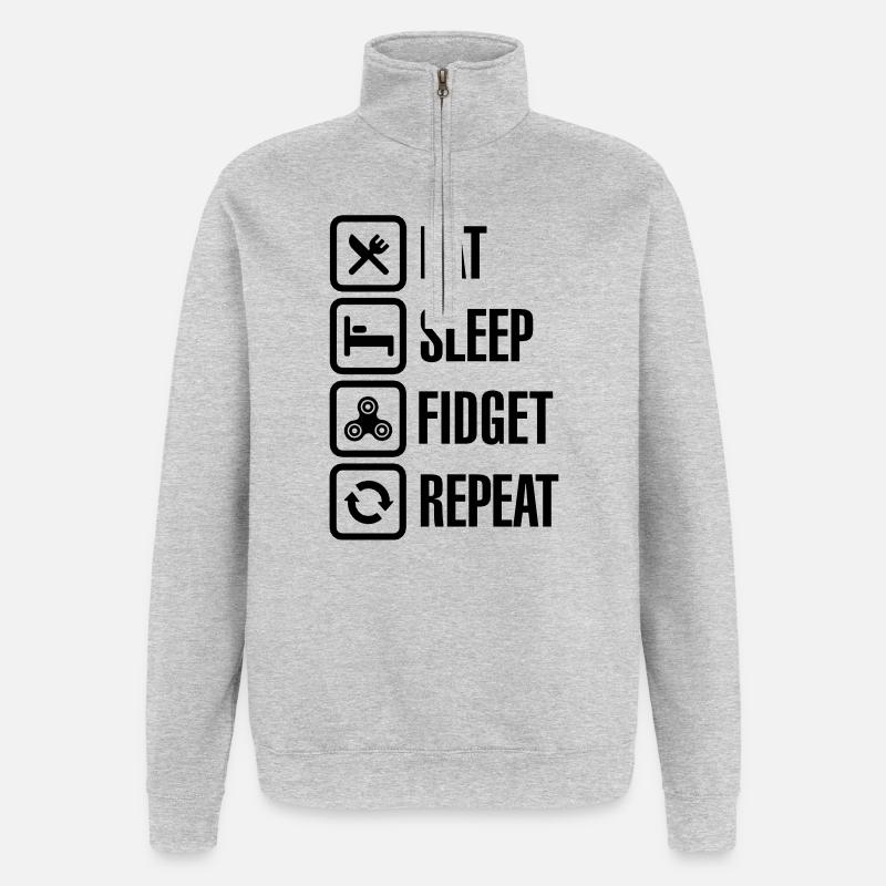 Eat Sleep Fidget Repeat - Fidget Spinner - Quarter-Zip-Sweatshirt - Grau meliert