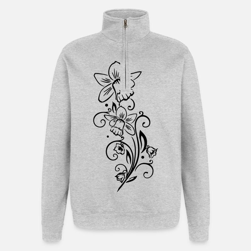 Easter Bells Daffodils Spring - Quarter-Zip Sweatshirt - heather grey