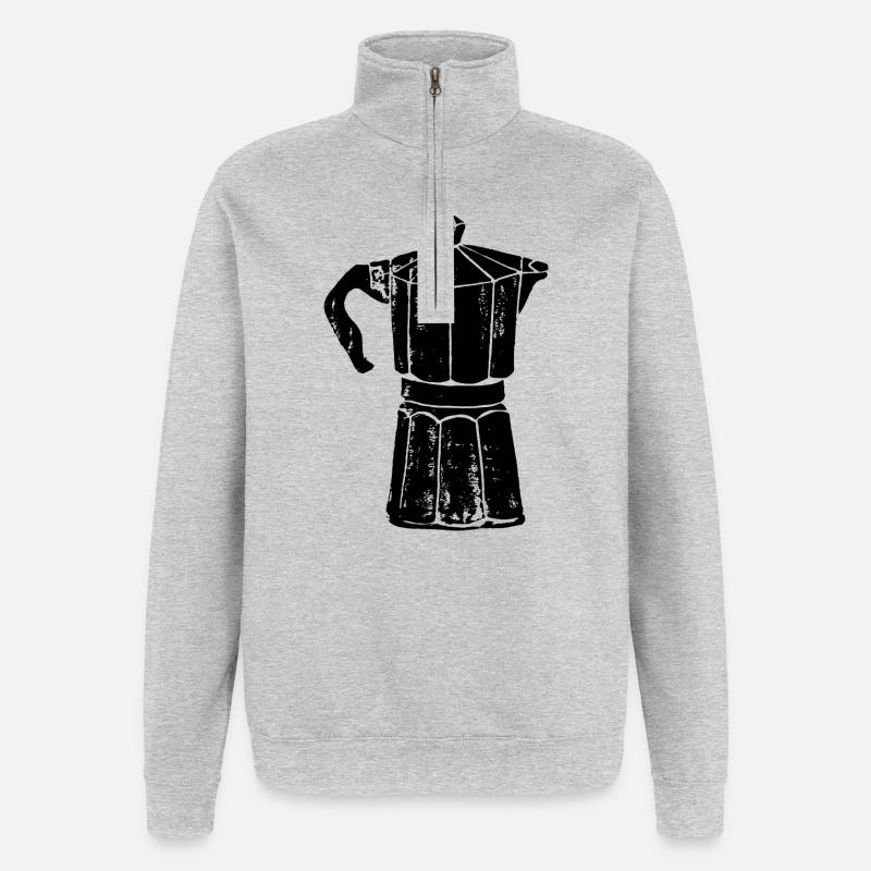 Kaffee – But first coffee - Quarter-Zip-Sweatshirt - Grau meliert