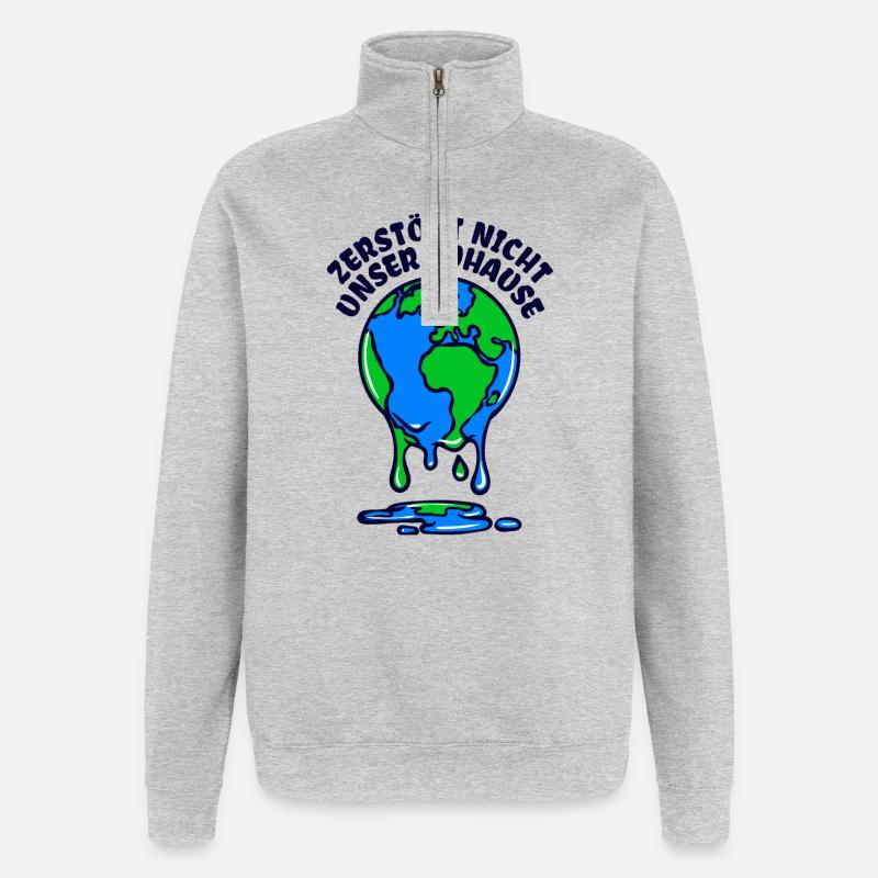 Umwelt Mutter Erde Umweltschutz Statement - Quarter-Zip-Sweatshirt - Grau meliert