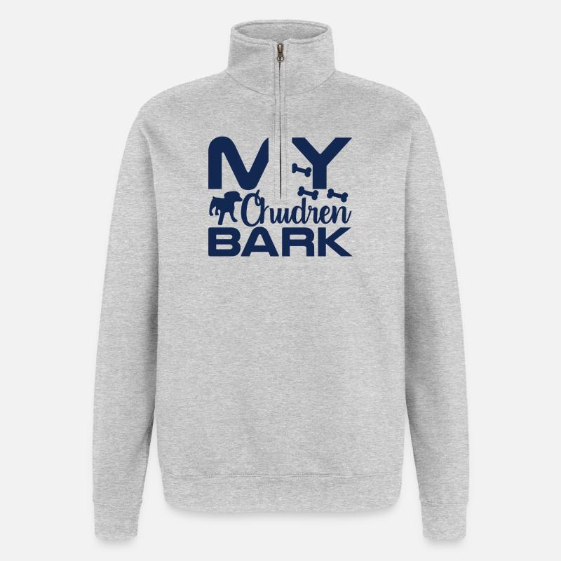Hunde Bellen - Quarter-Zip-Sweatshirt - Grau meliert