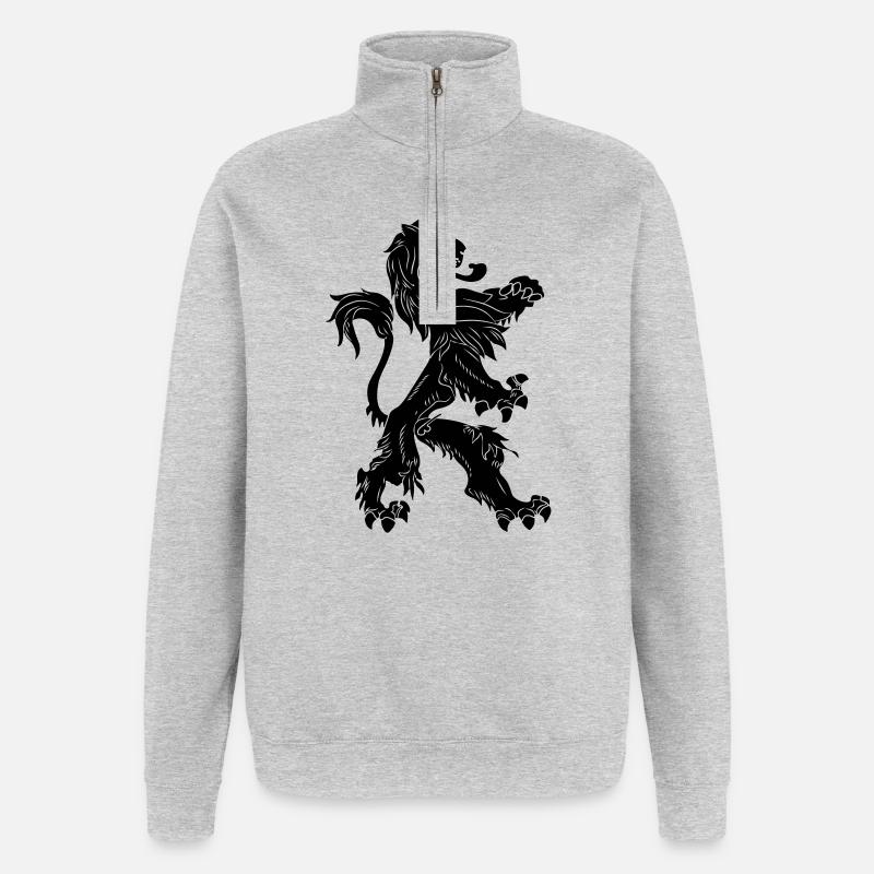 Löwe - Quarter-Zip-Sweatshirt - Grau meliert