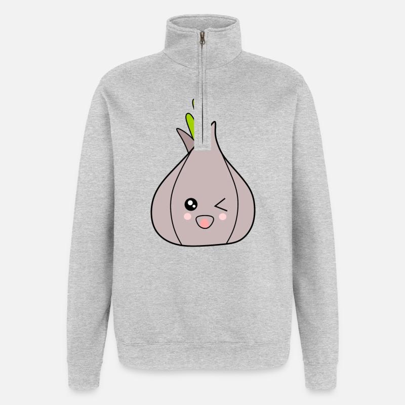 Carnaval, Carnaval, costume, oignon, ail - Sweat à zip 1/4 - gris chiné