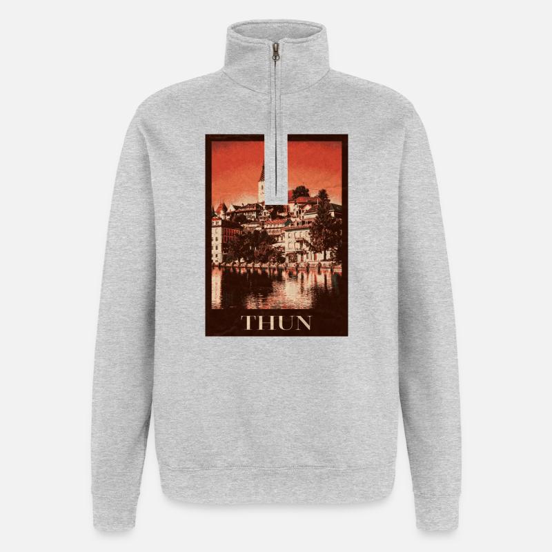 Horizon de Thoune - Sweat à zip 1/4 - gris chiné
