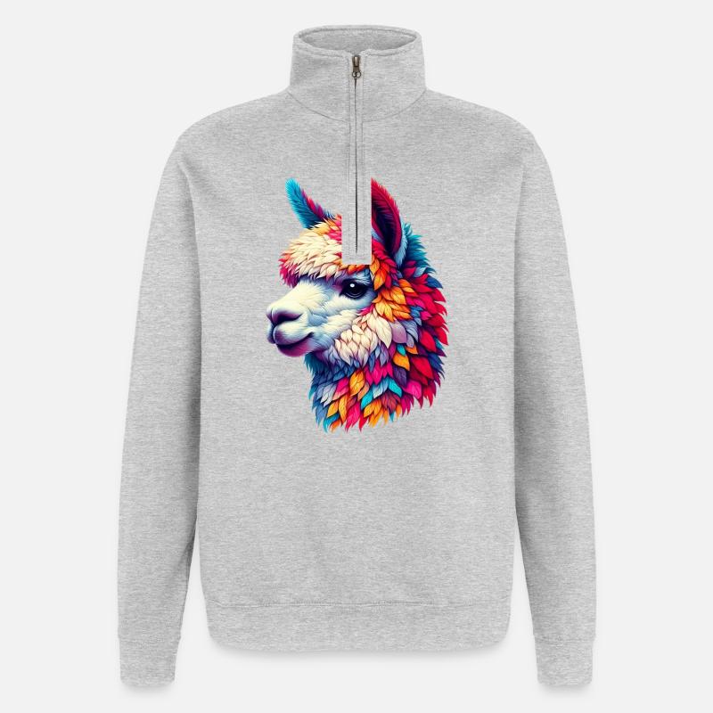 Alpaka - Quarter-Zip-Sweatshirt - Grau meliert