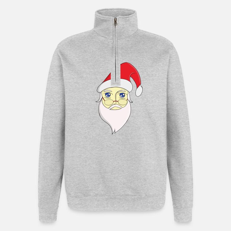 Joyeux Noël Père Noël - Sweat à zip 1/4 - gris chiné