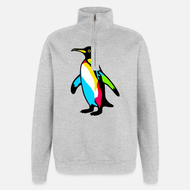 Pingouin - Sweat à zip 1/4 - gris chiné