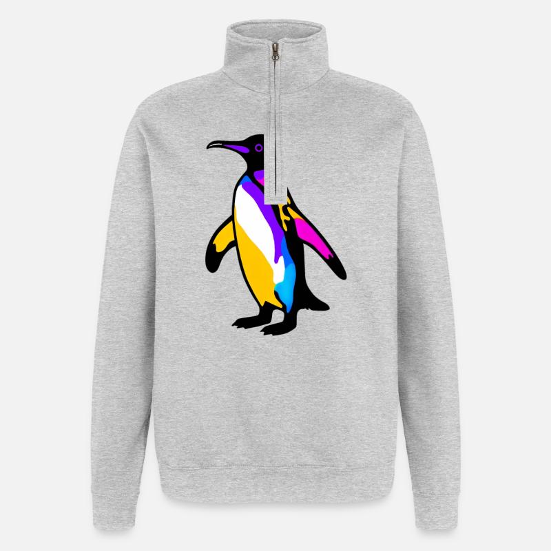 Pingouin - Sweat à zip 1/4 - gris chiné