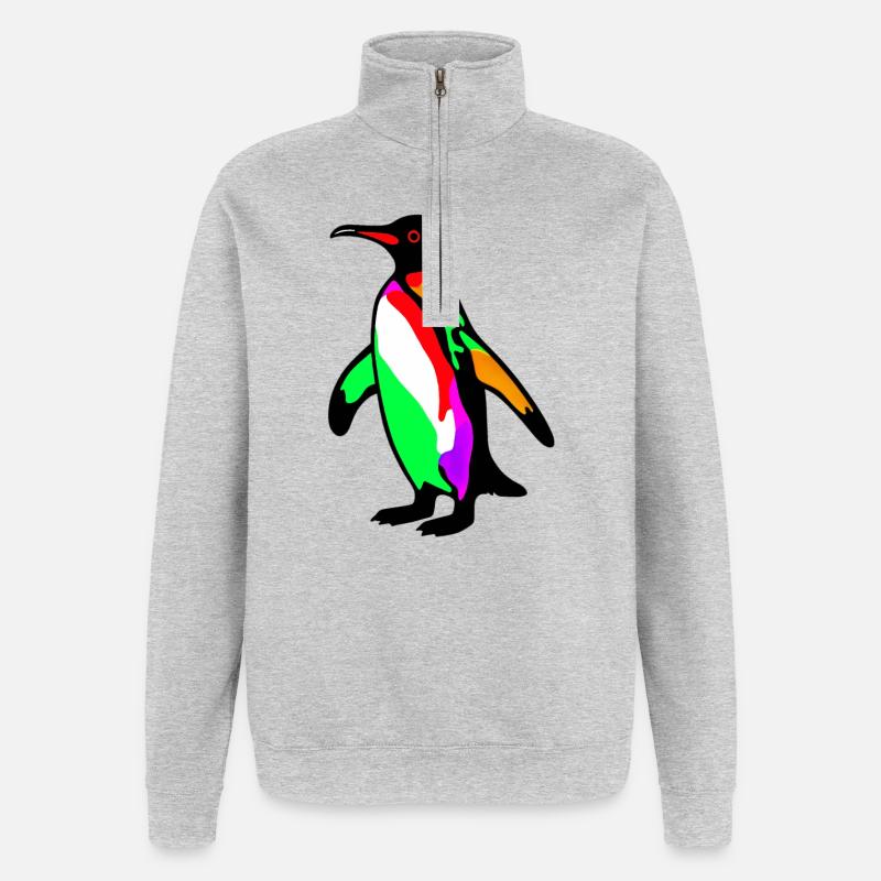 Pinguin - Quarter-Zip-Sweatshirt - Grau meliert