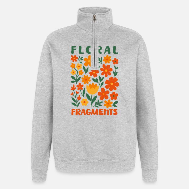 Blütenfragmente von helfspawn - Quarter-Zip-Sweatshirt - Grau meliert