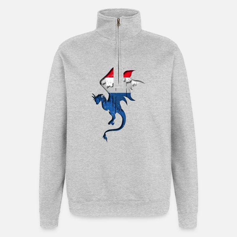 Drapeau des Pays-Bas - Pays-Bas - Silhouette de - Sweat à zip 1/4 - gris chiné