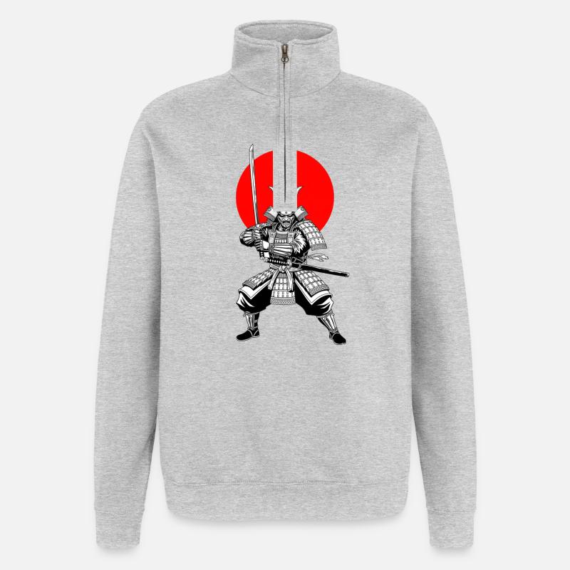 Traditional Samurai Warrior - Quarter-Zip Sweatshirt - heather grey