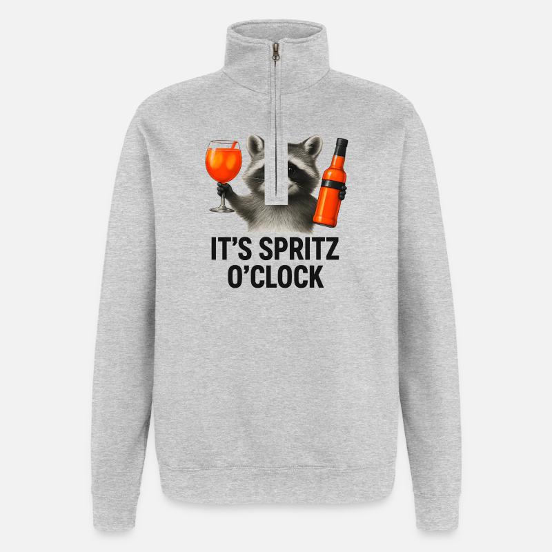 It's Spritz O'Clock Waschbär Party Geschenkidee - Quarter-Zip-Sweatshirt - Grau meliert