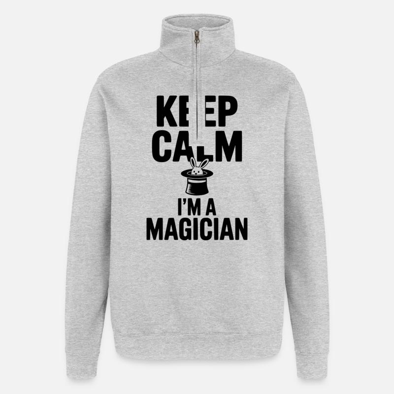 Bleib ruhig, ich bin ein Zauberer - Quarter-Zip-Sweatshirt - Grau meliert