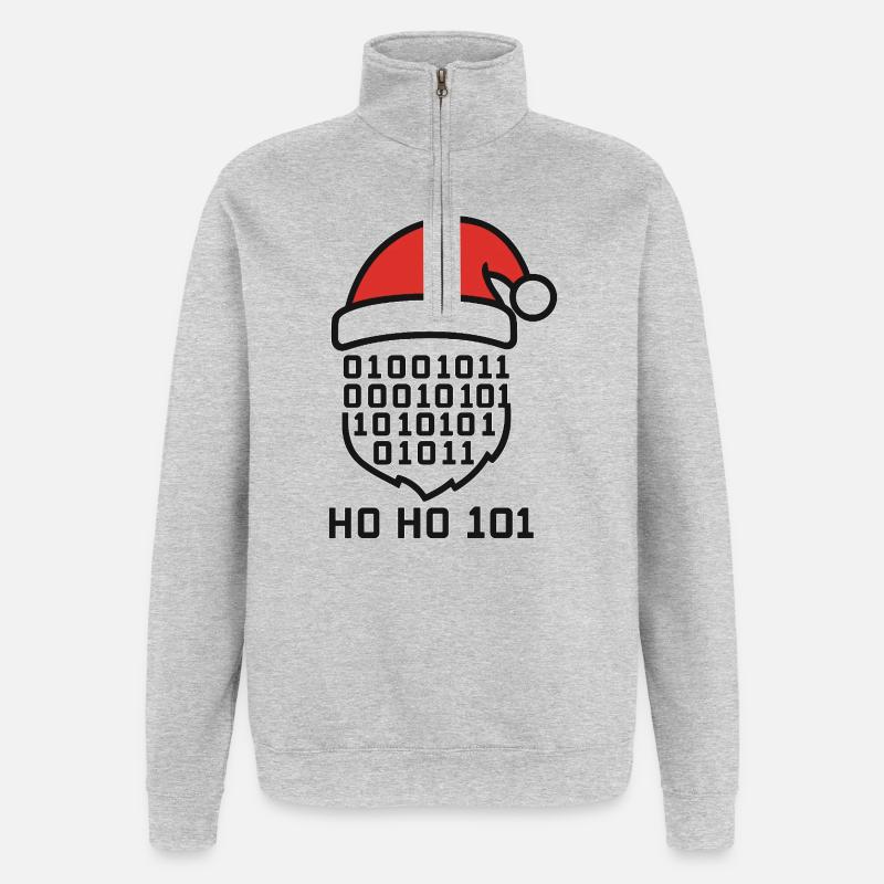 Weihnachtscode mit Santa Hut - Quarter-Zip-Sweatshirt - Grau meliert