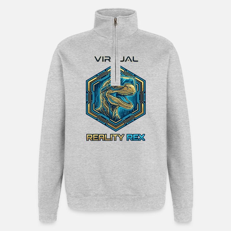 Rex Dino en réalité virtuelle - Sweat à zip 1/4 - gris chiné