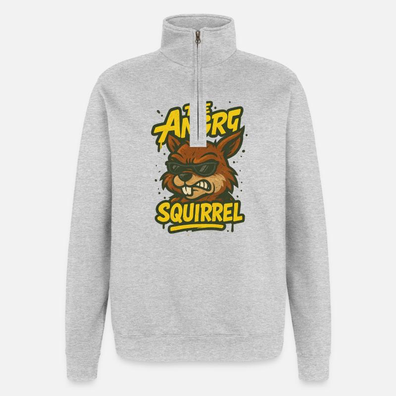 Das wütende Eichhörnchen - Quarter-Zip-Sweatshirt - Grau meliert