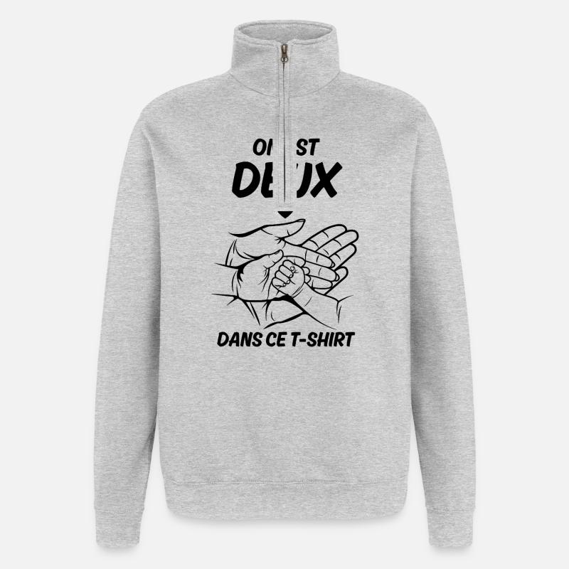 Annonce grossesse on est deux amour - Sweat à zip 1/4 - gris chiné