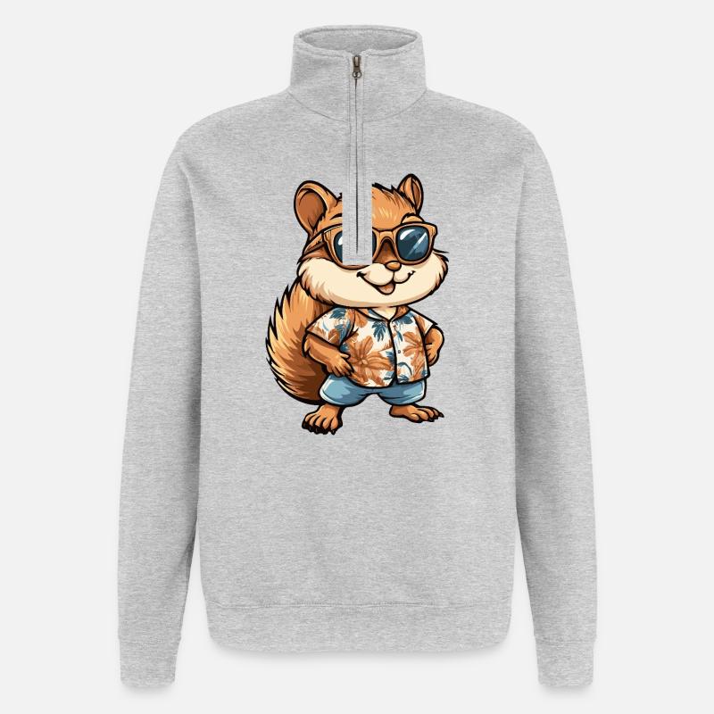 Vacances de bandes dessinées Squirrel - Sweat à zip 1/4 - gris chiné