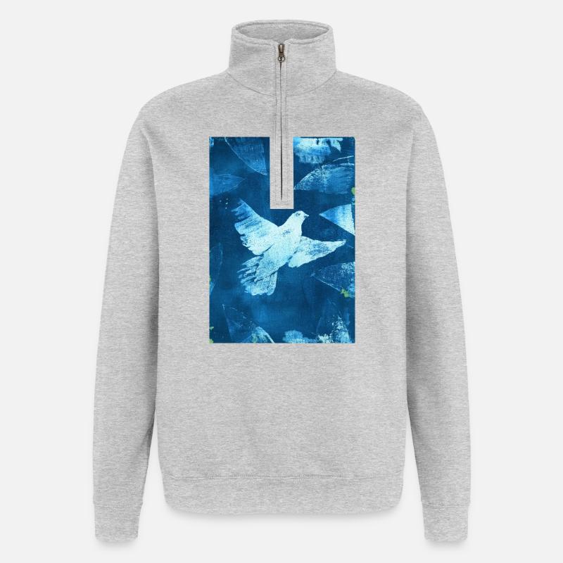 Blau Taube Friedensvisual - Quarter-Zip-Sweatshirt - Grau meliert