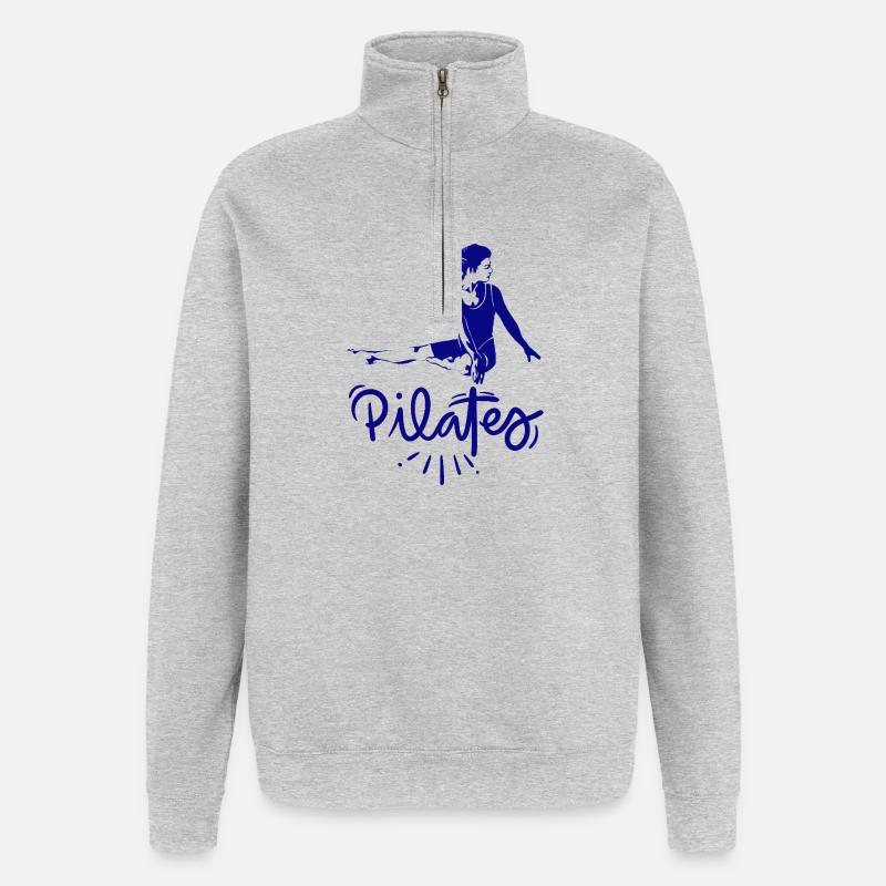 Pilates Silhouette Blue Dedicated - Quarter-Zip Sweatshirt - heather grey