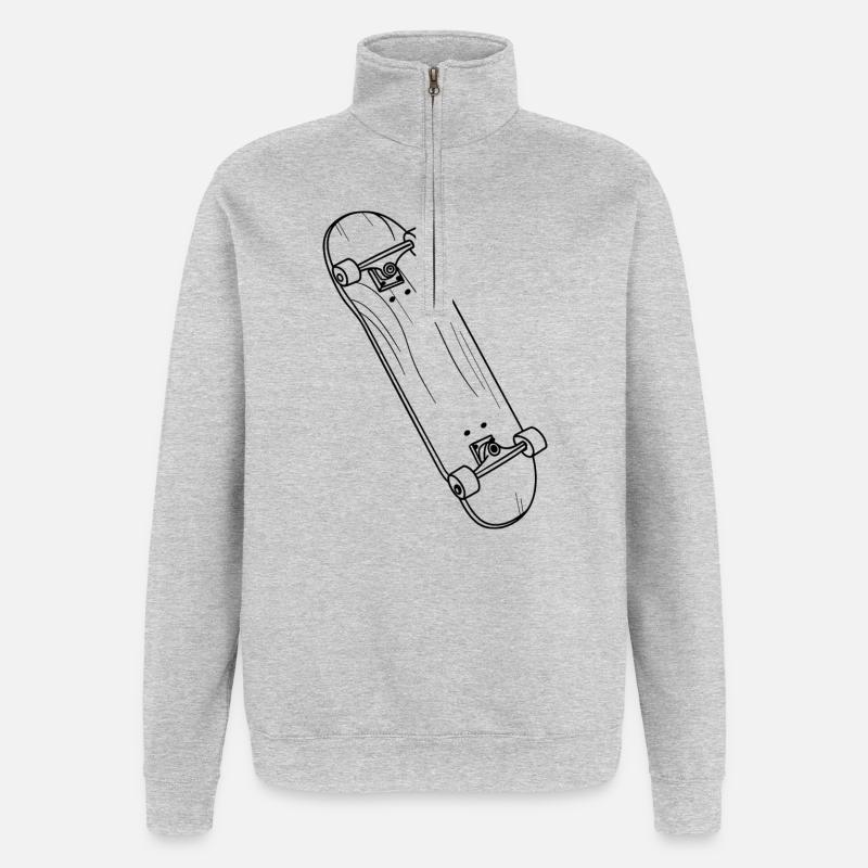 Skateboard Drawing - Quarter-Zip Sweatshirt - heather grey