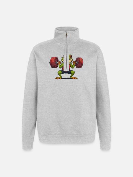Muscular Weightlifting Frog - Quarter-Zip Sweatshirt - heather grey
