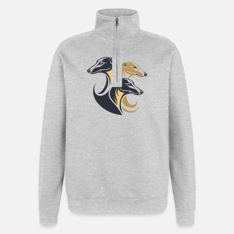 Triple Greyhounds Silhouette - Sweat à zip 1/4 - gris chiné