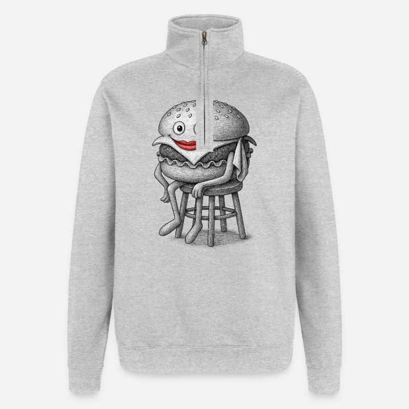 Whimsical Hamburger  - Quarter-Zip Sweatshirt - heather grey