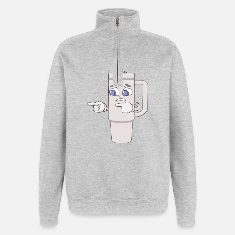 Besorgtes Shaker-Cup-Maskottchen - Quarter-Zip-Sweatshirt - Grau meliert