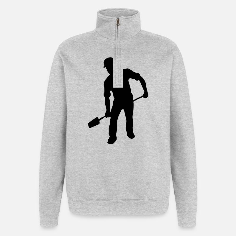 Bodenarbeiter mit der Schaufel – harte Arbeit - Quarter-Zip-Sweatshirt - Grau meliert